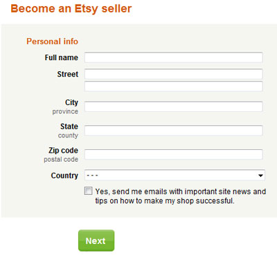 Регистрация на etsy.com в качестве продавца